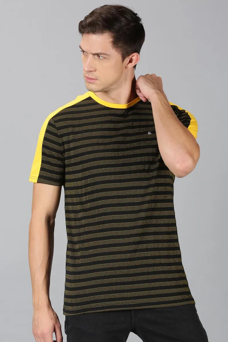 Cotton Striped T-shirt for Men - Black