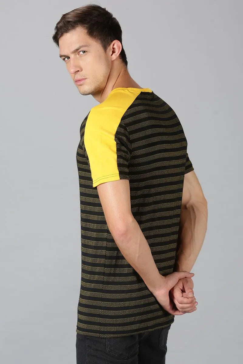 Cotton Striped T-shirt for Men - Black