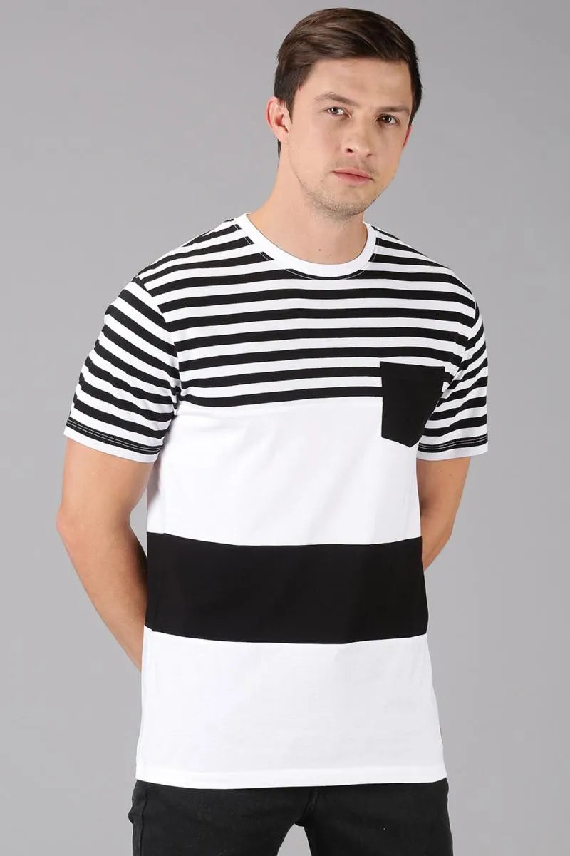 Men's Cotton Striped T-shirt - Black