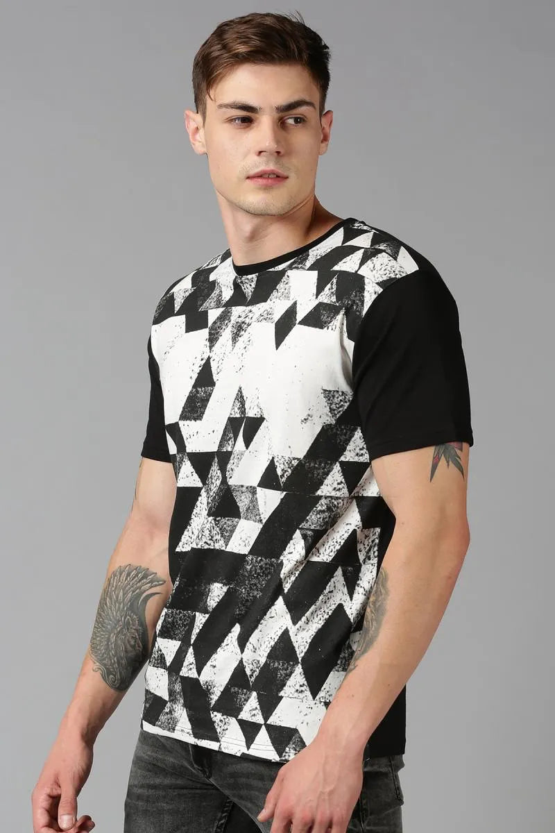 Men's Cotton Abstract Print T-shirt