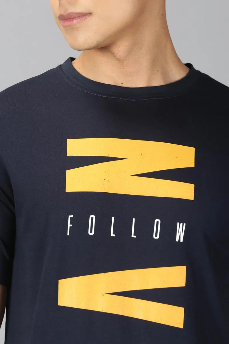 Typographic Print T-shirt for Men - Dark Blue