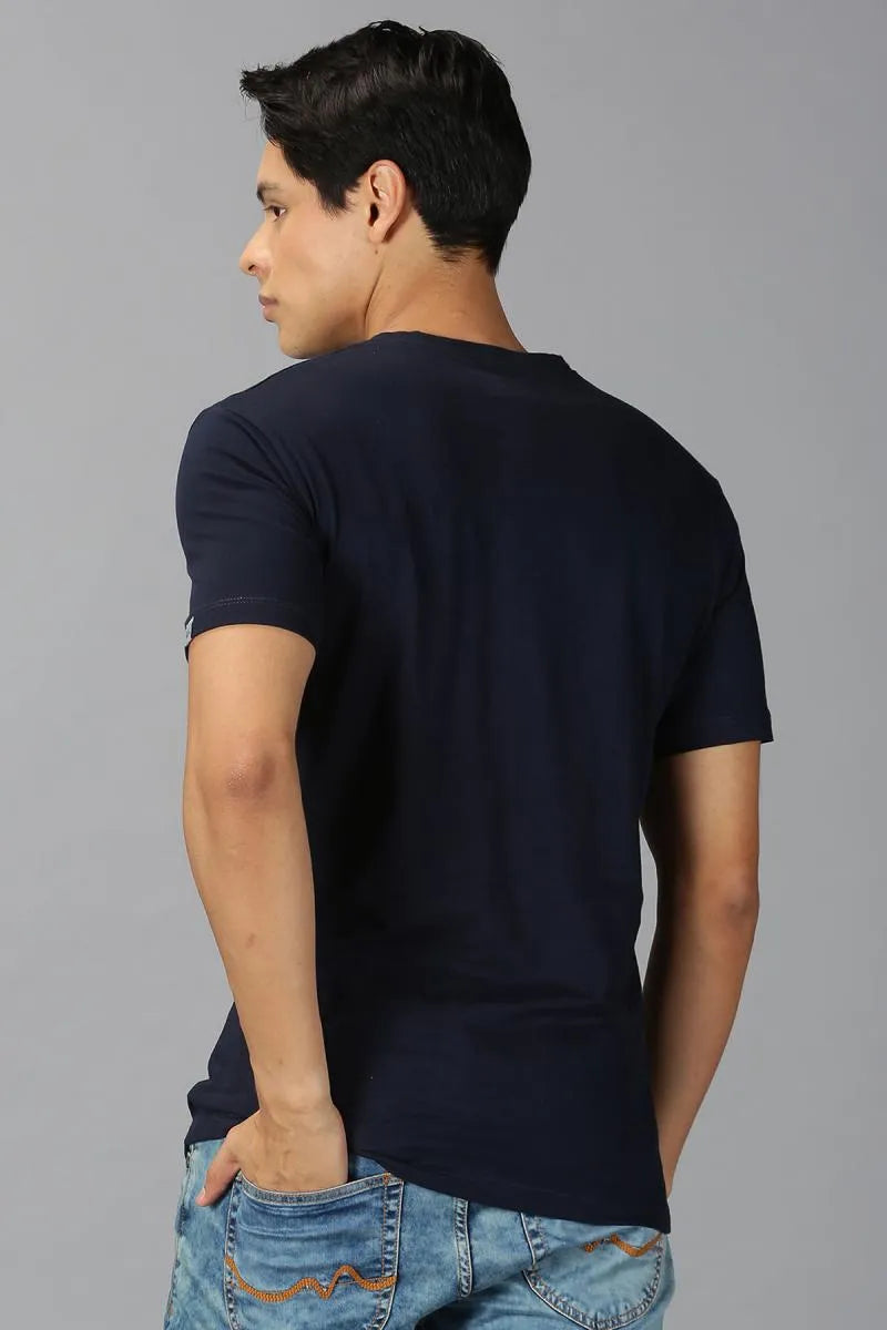 Typographic Print T-shirt for Men - Dark Blue