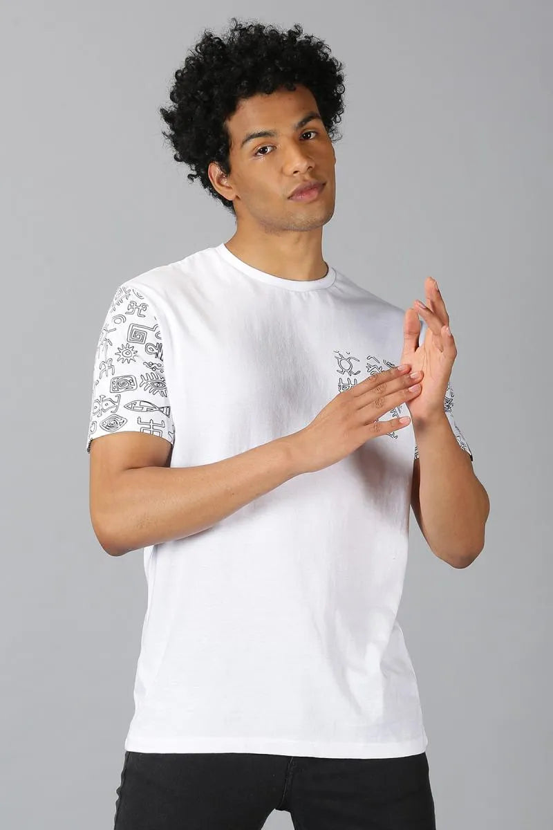 Cotton Graphic Print T-shirt for Men - URGEAR (Style urg000379) - White
