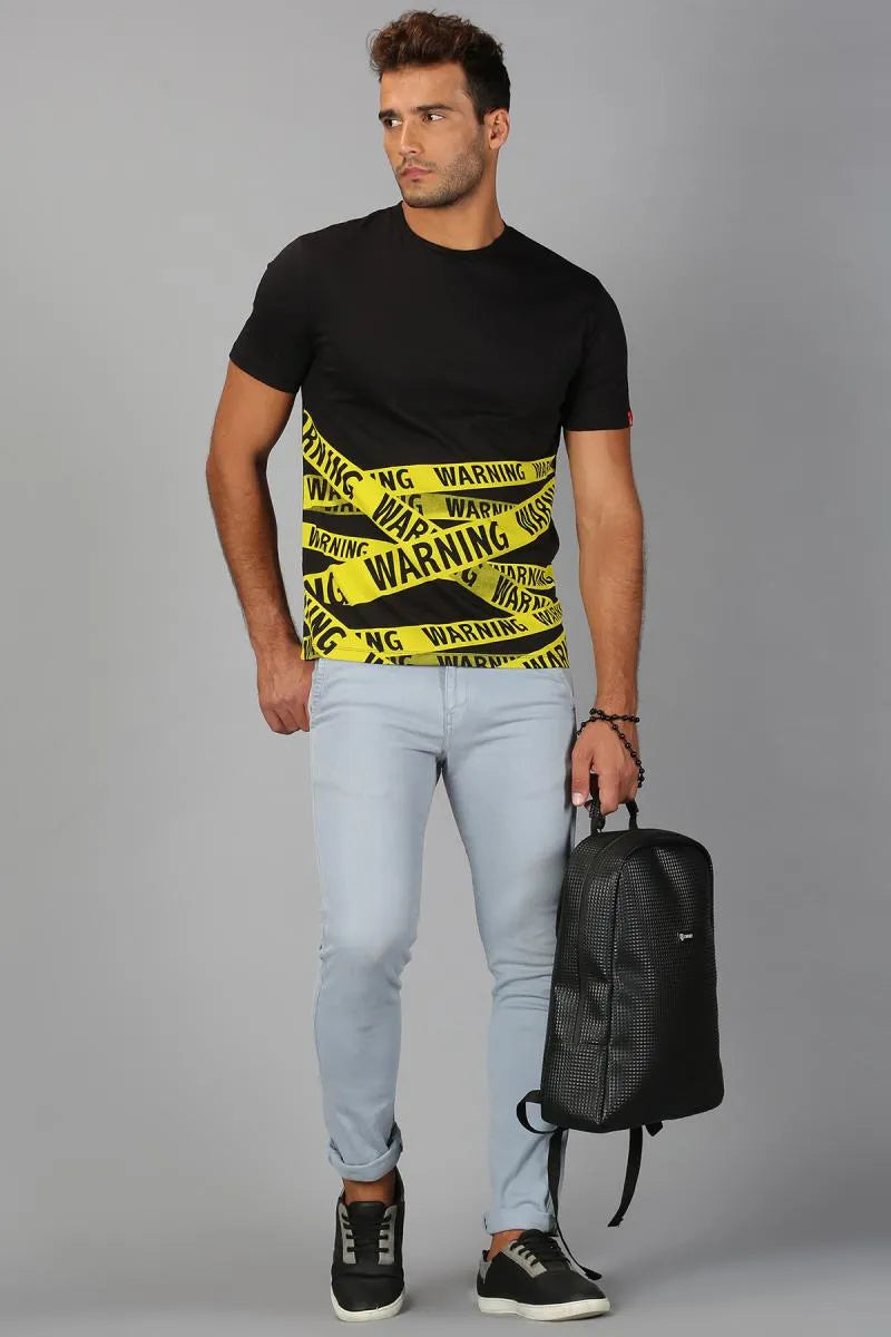 Men's Cotton Graphic Print T-shirt - URGEAR - Black