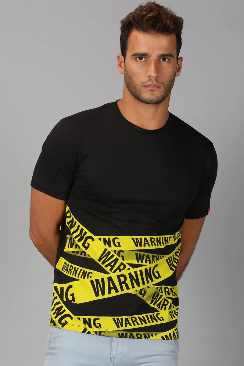 Men's Cotton Graphic Print T-shirt - URGEAR - Black