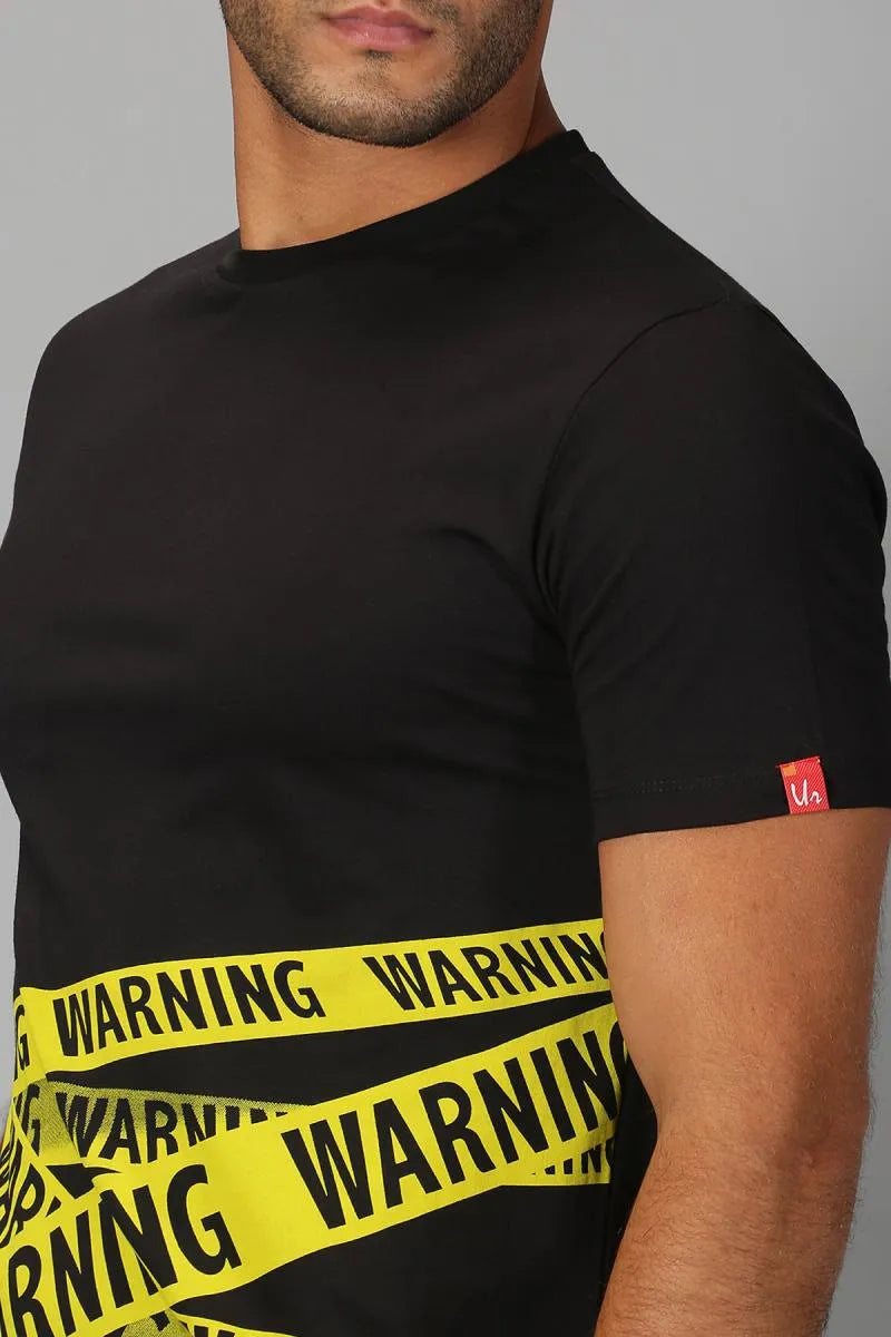 Men's Cotton Graphic Print T-shirt - URGEAR - Black