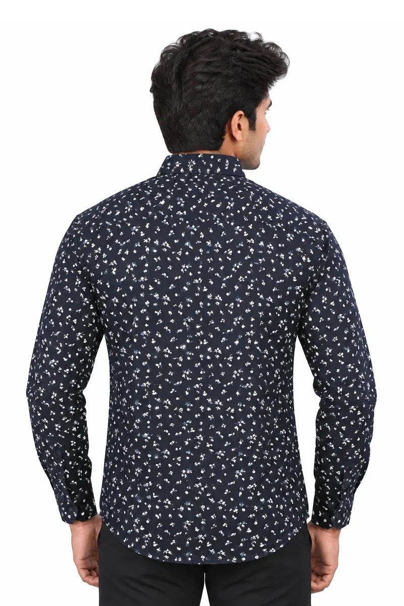Cotton Printed Shirt for Men - JakJow (Style all000875) - Navy Blue