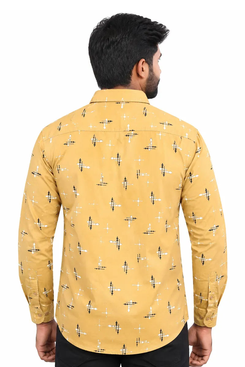 Cotton Printed Shirt for Men - JakJow (Style all000892) - Dark Khaki