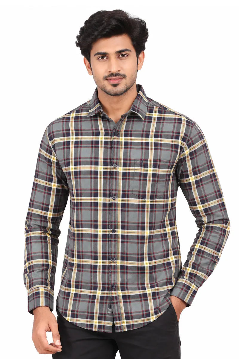 Cotton Checkered Casual Shirt for Men
