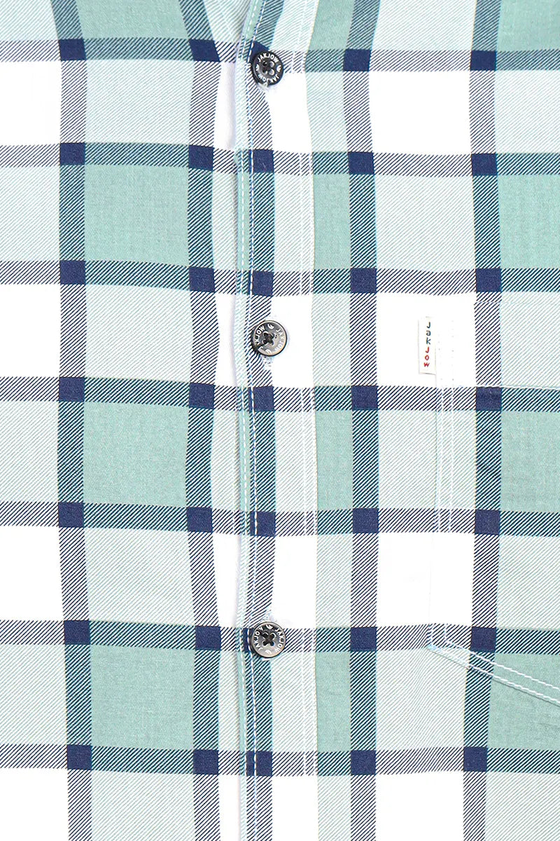 Cotton Checkered Shirt for Men - JakJow (Style men001061) - Green