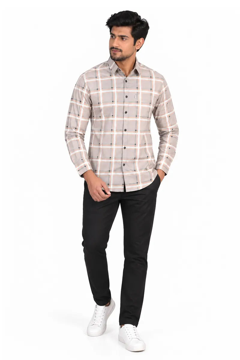 Men's Cotton Checkered Shirt - JakJow (Style men001080)