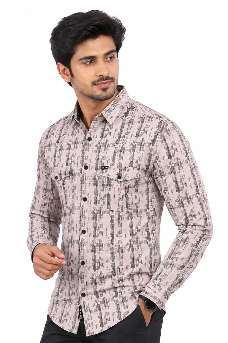 Cotton Printed Shirt for Men - JakJow (Style men001088) - Coffee