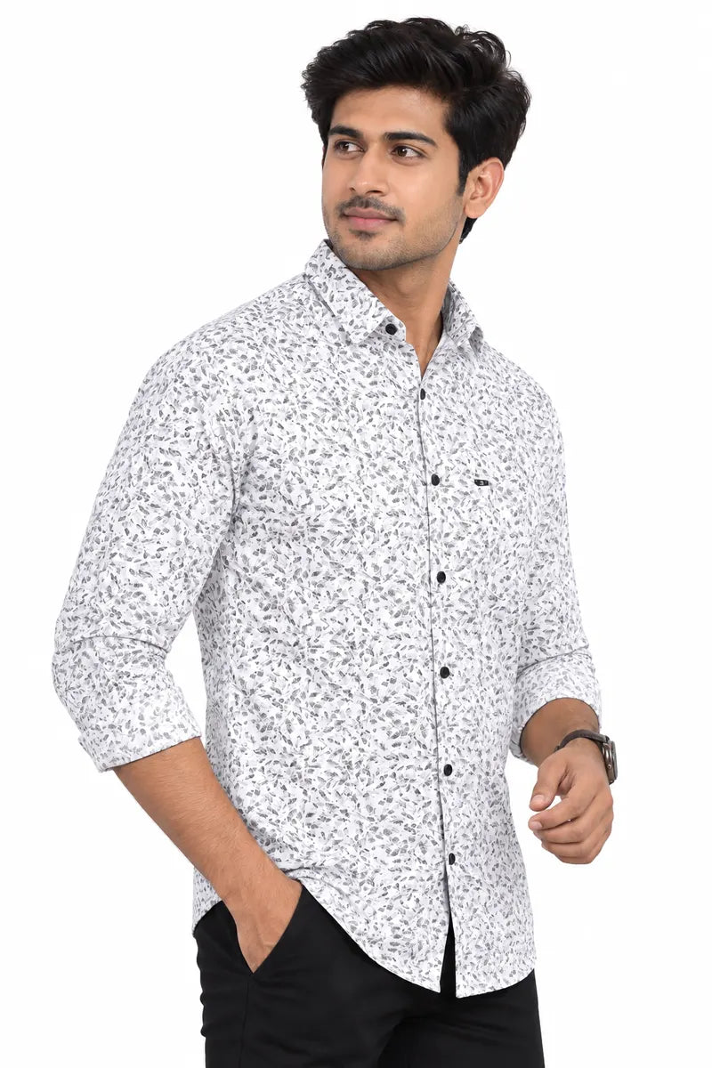 Cotton Floral Print Shirt for Men - JakJow (Style men001192)