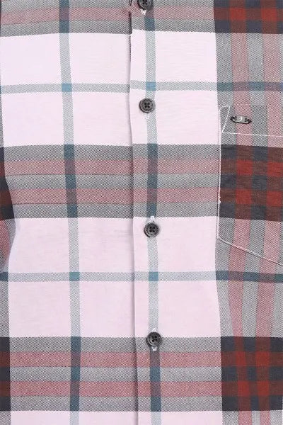 Cotton Checkered Casual Shirt for Men - JakJow (Style men001207) - Baby Pink