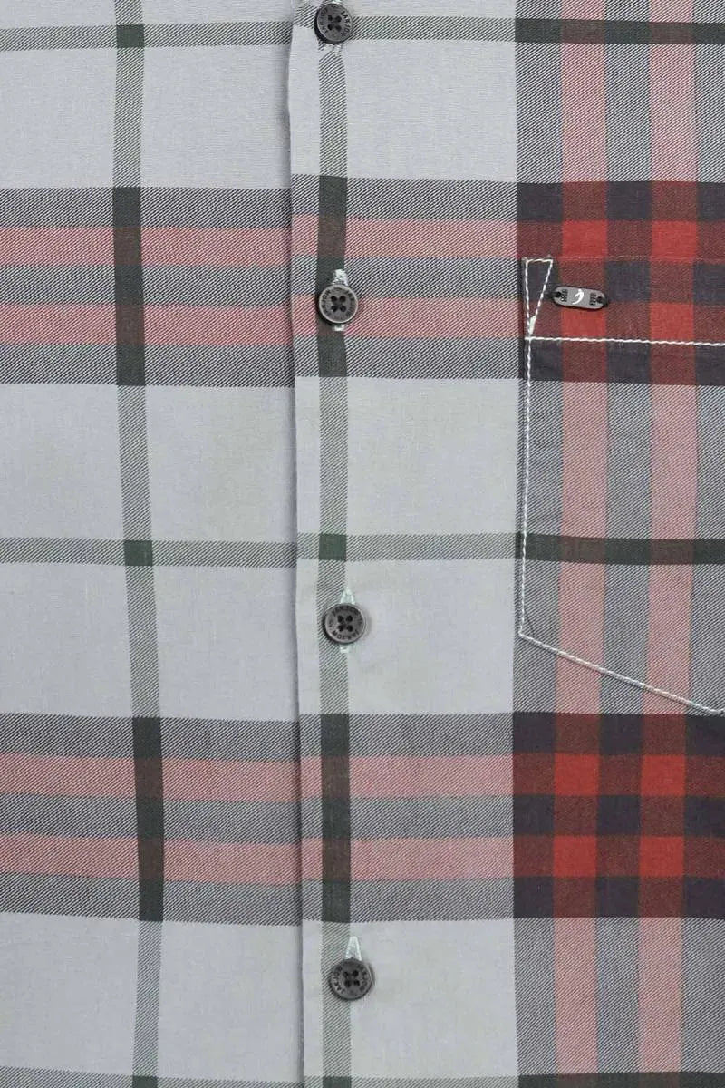 Tartan Checkered Shirt for Men - Light Grey