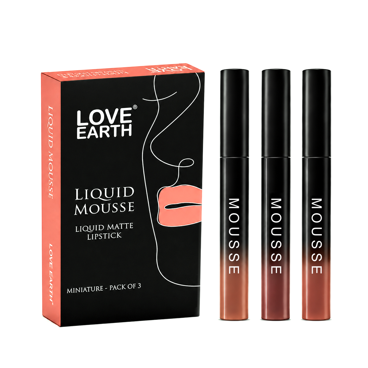 Love Earth Liquid Mousse Matte Lipstick - Mini Combo Pack of 3 (1.5 ml x 3)