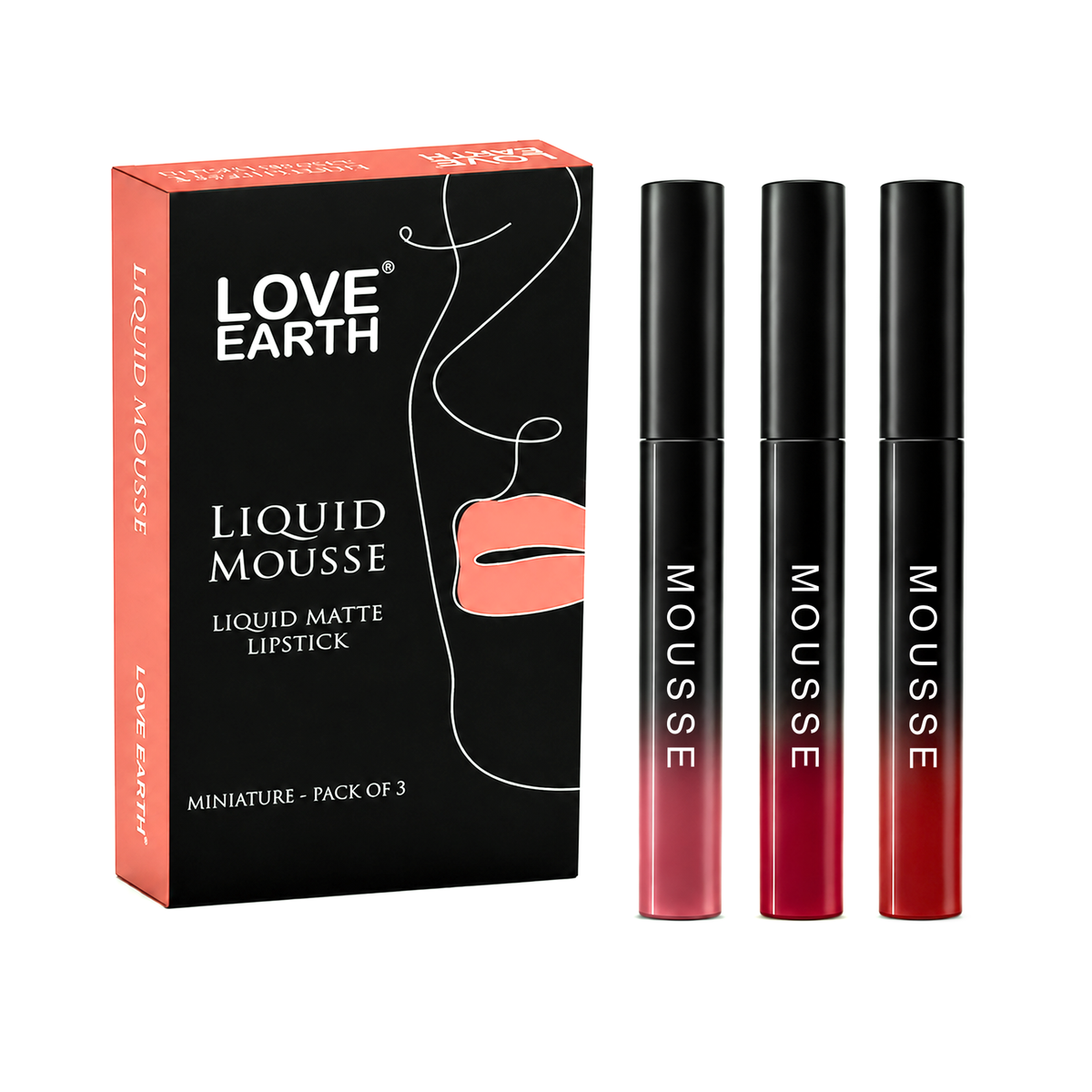 Love Earth Liquid Mousse Matte Lipstick - Mini Combo Pack of 3 (1.5 ml x 3)