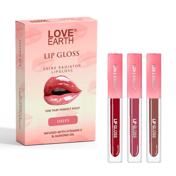 Love Earth Liquid Lip Gloss Deeps - Pack of 3 Loveearth.in