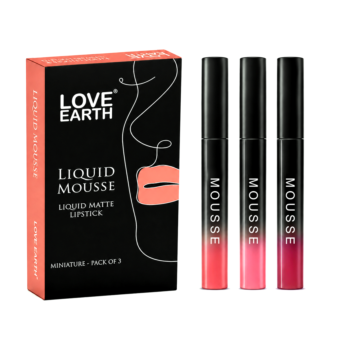 Love Earth Liquid Mousse Matte Lipstick - Mini Combo Pack of 3 (1.5 ml x 3)