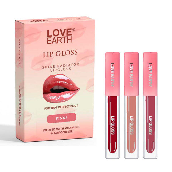 Love Earth Liquid Lip Gloss Pinks - Pack of 3