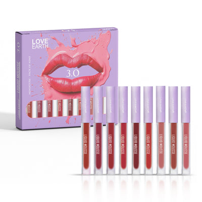 Love Earth Softy Tinty Lipstick - Pack Of 9, Infused With Vitamin E, Squalane & Peptides (2Ml X 9) 18Ml
