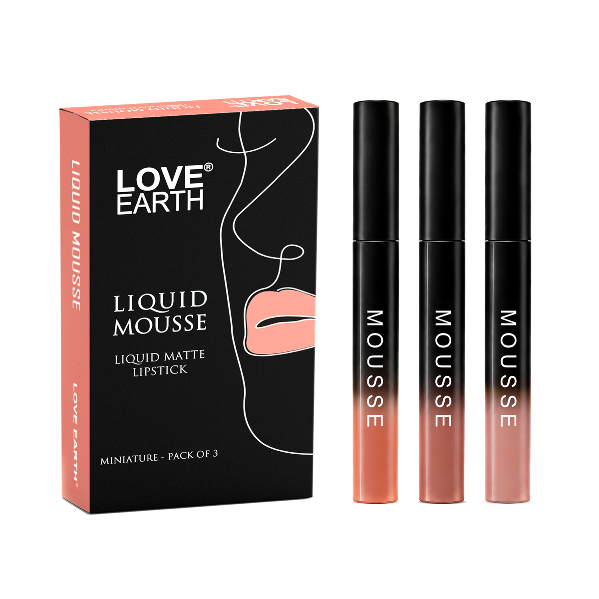 Love Earth Liquid Mousse Matte Lipstick - Mini Combo Pack of 3 (1.5 ml x 3)