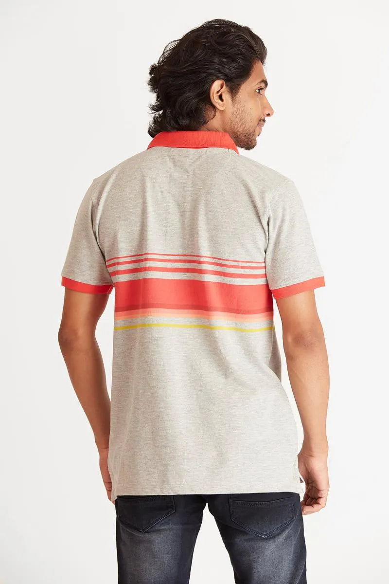 Cotton Colorblock Polo T-shirt for Men - Bearstand (Style cot002022) - Grey
