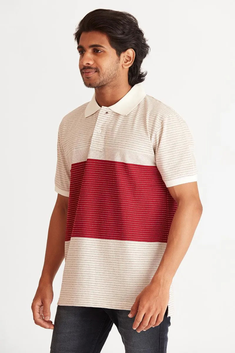Men's Cotton Striped Polo T-shirt - Bearstand (Style cot002023) - Multicolor