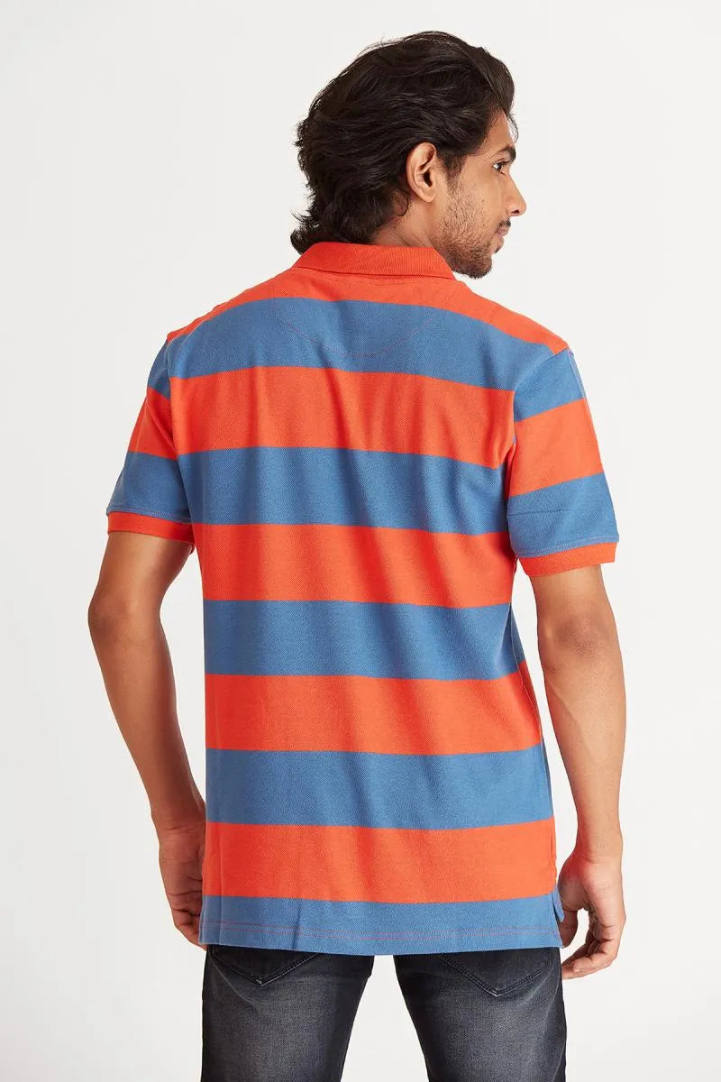 Men's Cotton Striped Polo T-shirt - Bearstand (Style cot002061) - Multicolor