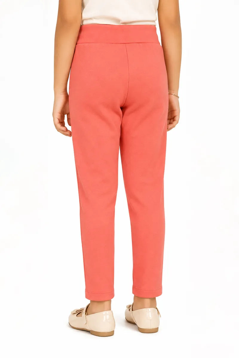Girl's Lycra Blend Solid Pattern Jeggings - Peach - View 27