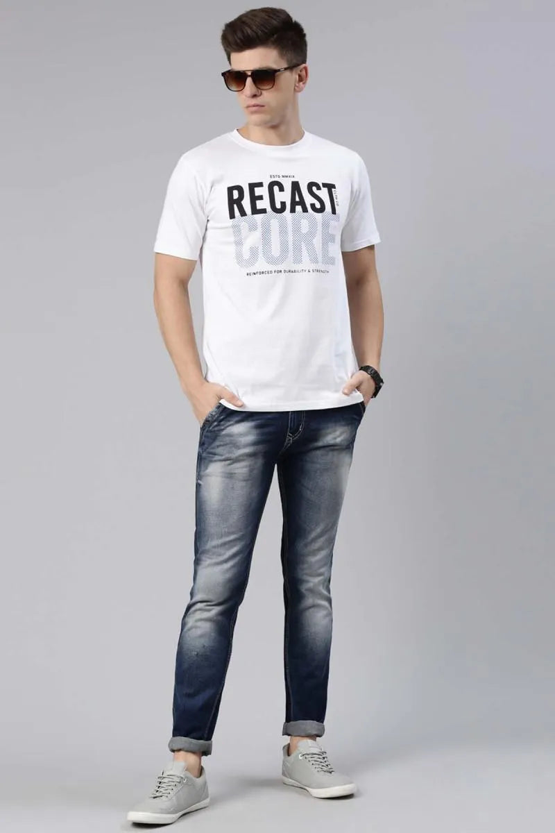 Men's Cotton Typographic Print T-shirt - Recast (Style hal003223)