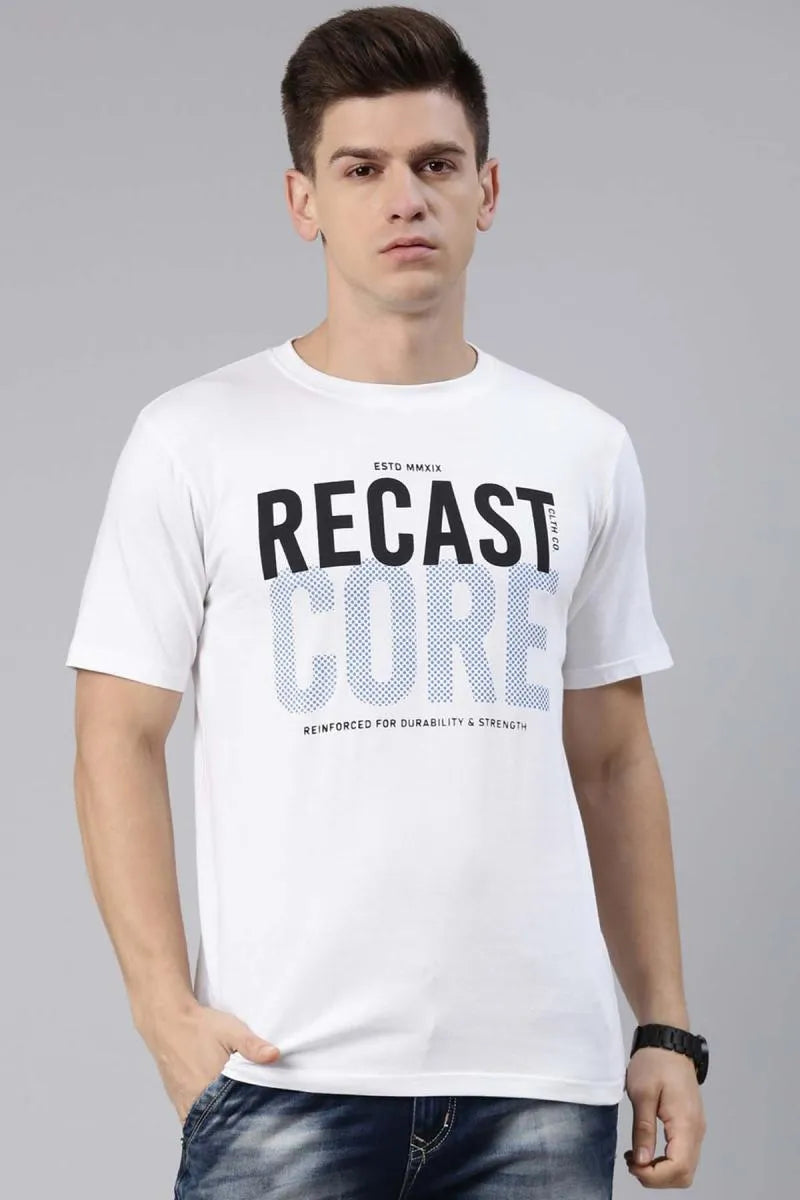 Men's Cotton Typographic Print T-shirt - Recast (Style hal003223)