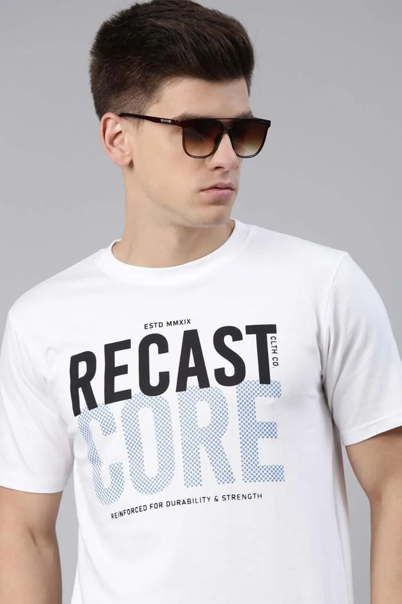 Men's Cotton Typographic Print T-shirt - Recast (Style hal003223)