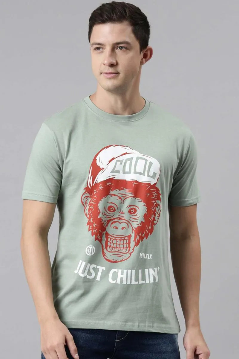 Cotton Graphic Print T-shirt for Men - Recast (Style cot003232)