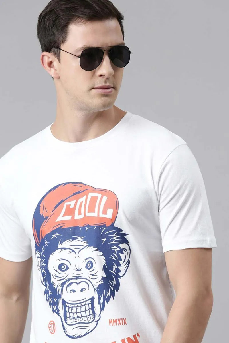 Cotton Graphic Print T-shirt for Men - Recast (Style cot003232)