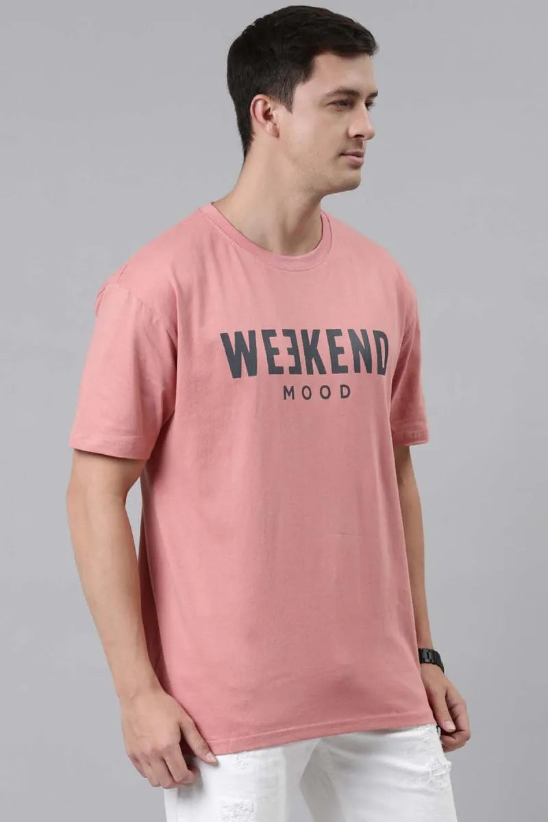 Men's Printed Oversized T-shirt (Light Pink)