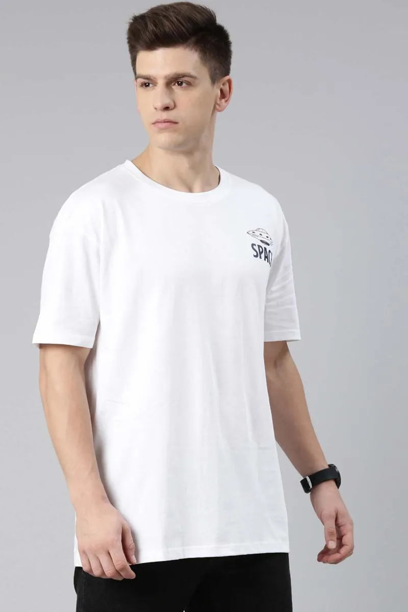 Graphic Printed Oversized T-shirt for Men - White