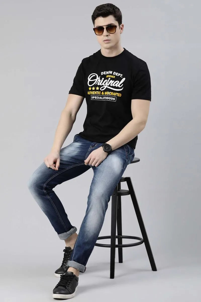 Cotton Graphic Print T-shirt for Men - Recast (Style cot003240)