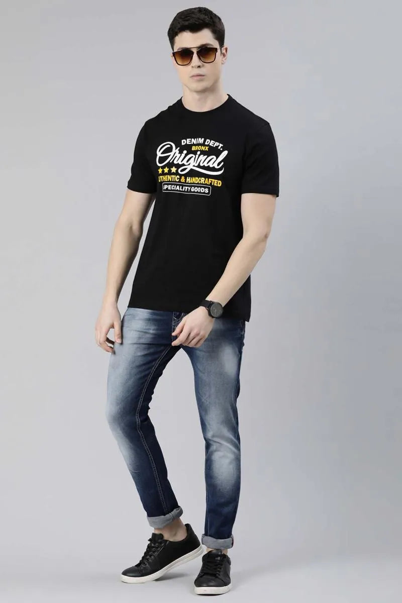 Cotton Graphic Print T-shirt for Men - Recast (Style cot003240)