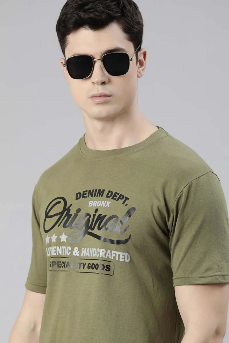 Cotton Graphic Print T-shirt for Men - Recast (Style cot003240)