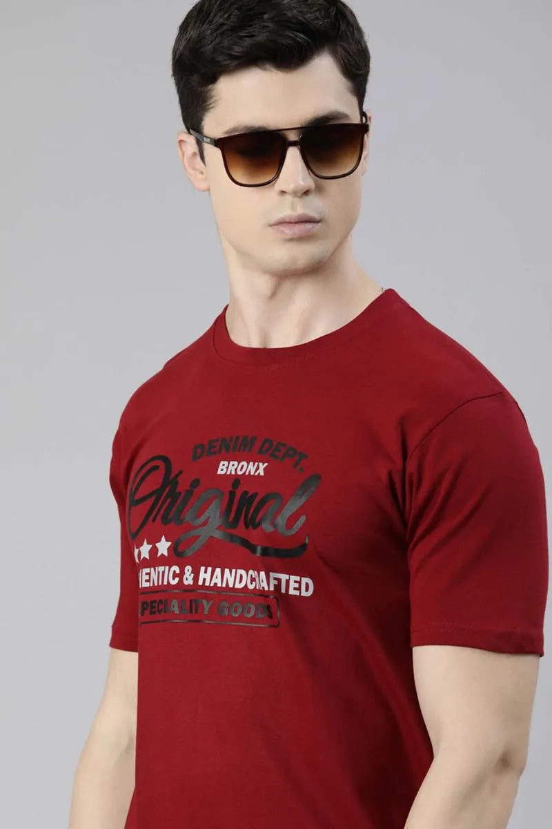 Cotton Graphic Print T-shirt for Men - Recast (Style cot003240)