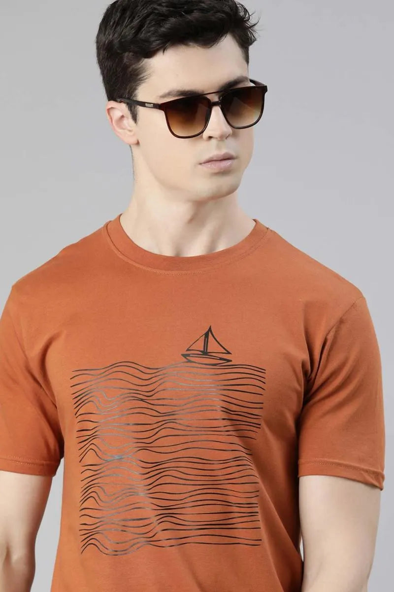 Cotton Graphic Print T-shirt for Men - Recast (Style cot003241)
