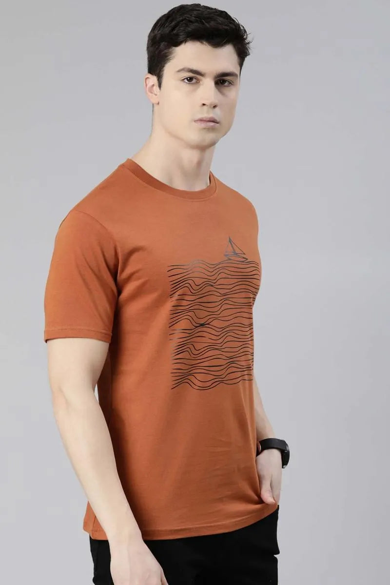Cotton Graphic Print T-shirt for Men - Recast (Style cot003241)