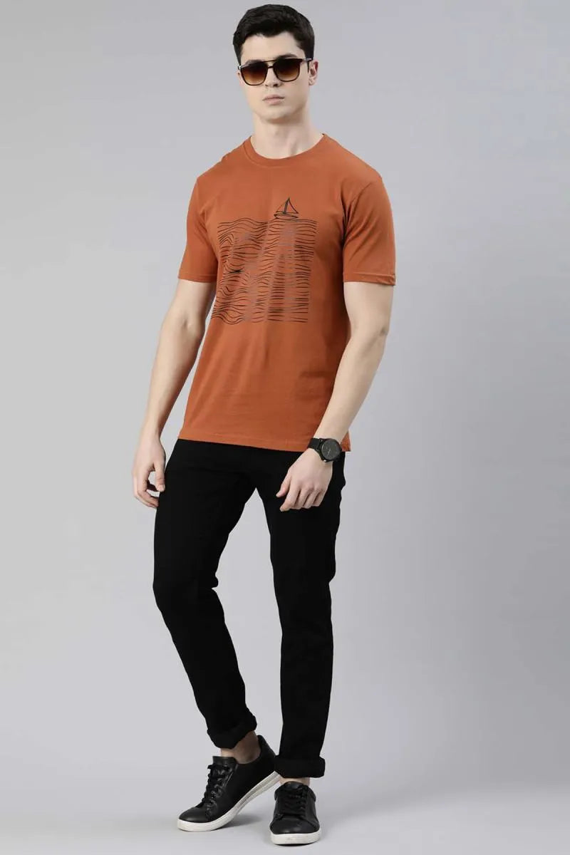 Cotton Graphic Print T-shirt for Men - Recast (Style cot003241)