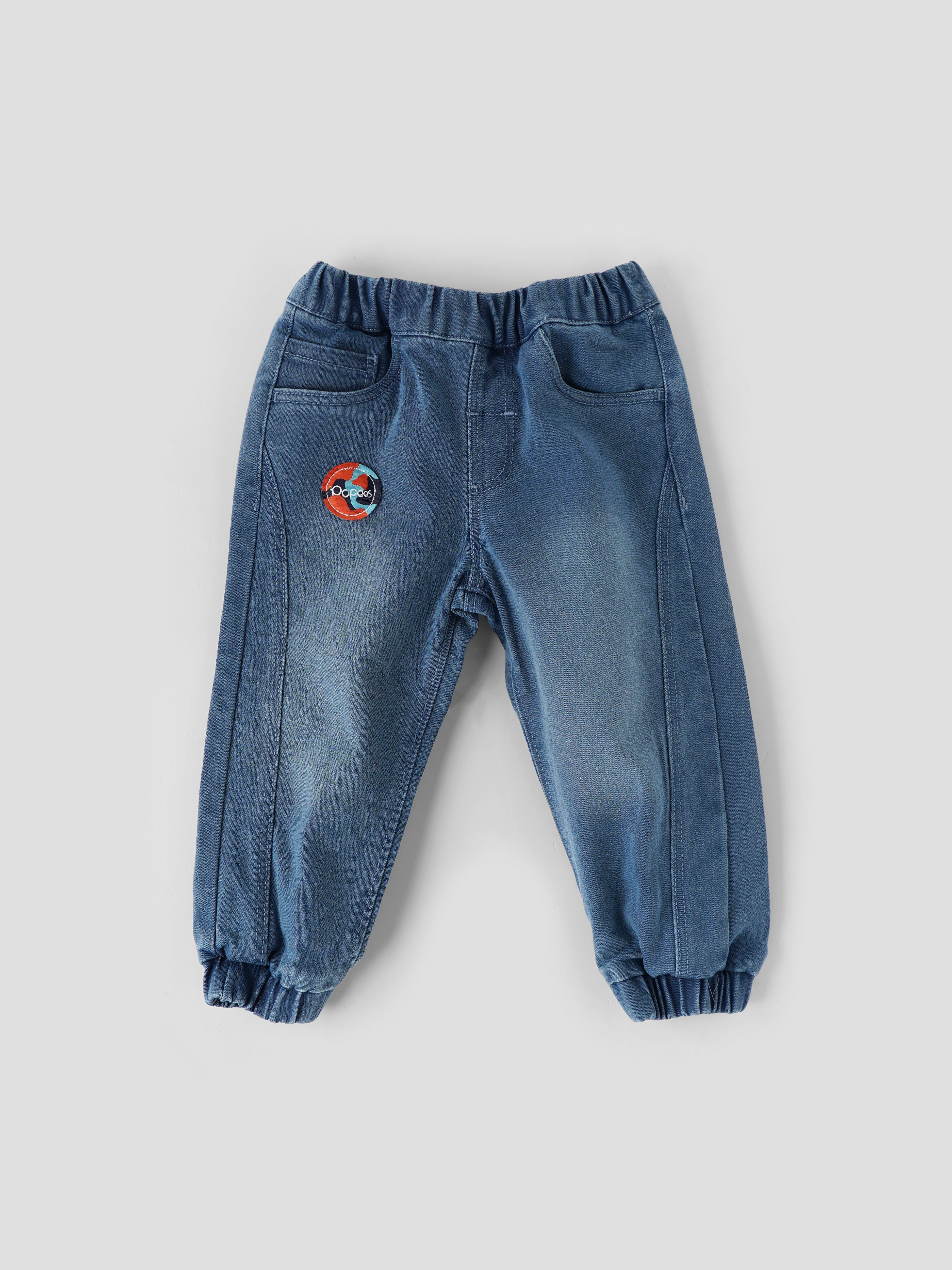 Popees Boys Stretch Denim Joggers with Character Patch| 1-8 Years - Image 1