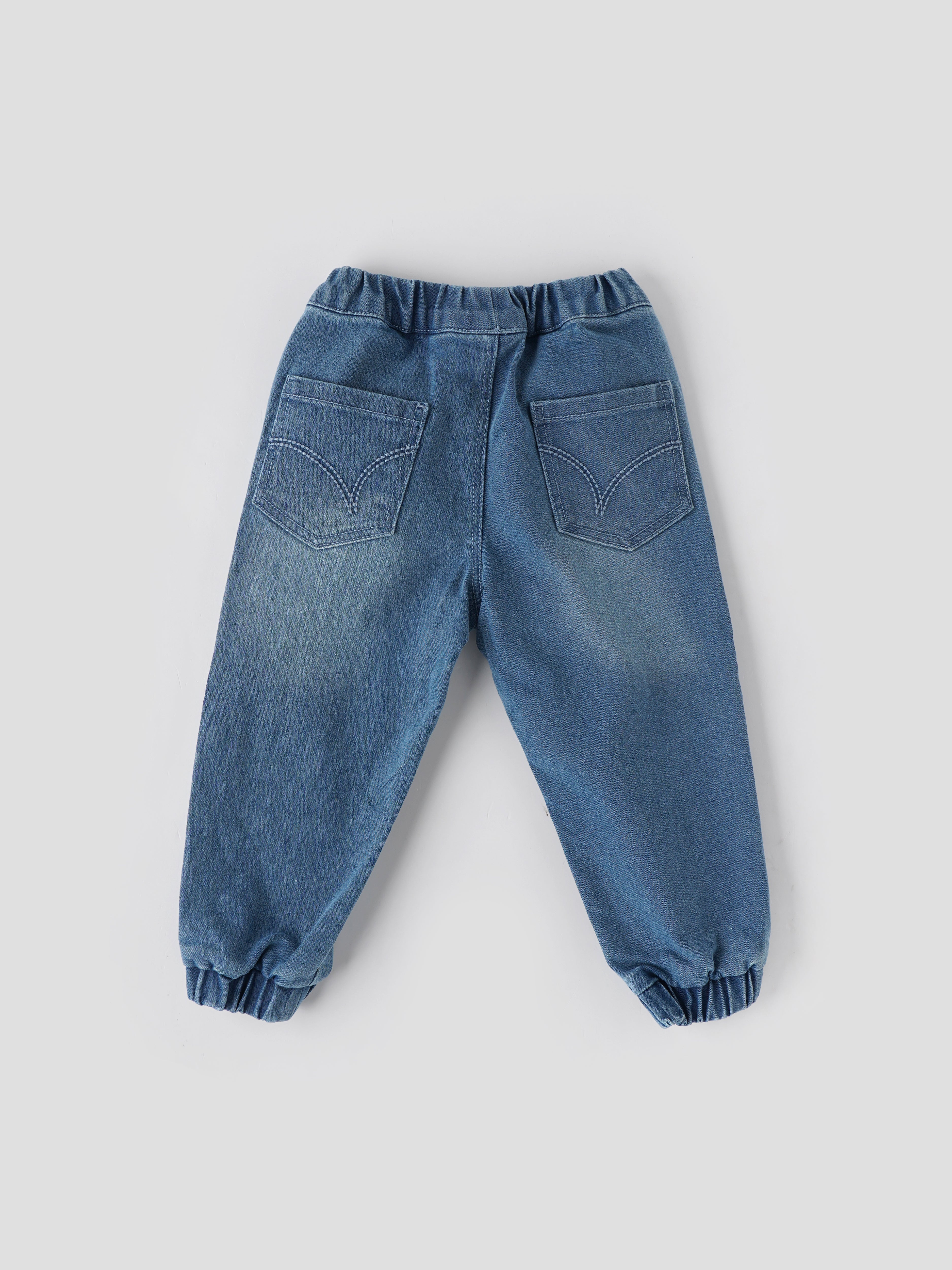 Popees Boys Stretch Denim Joggers with Character Patch| 1-8 Years - Image 2