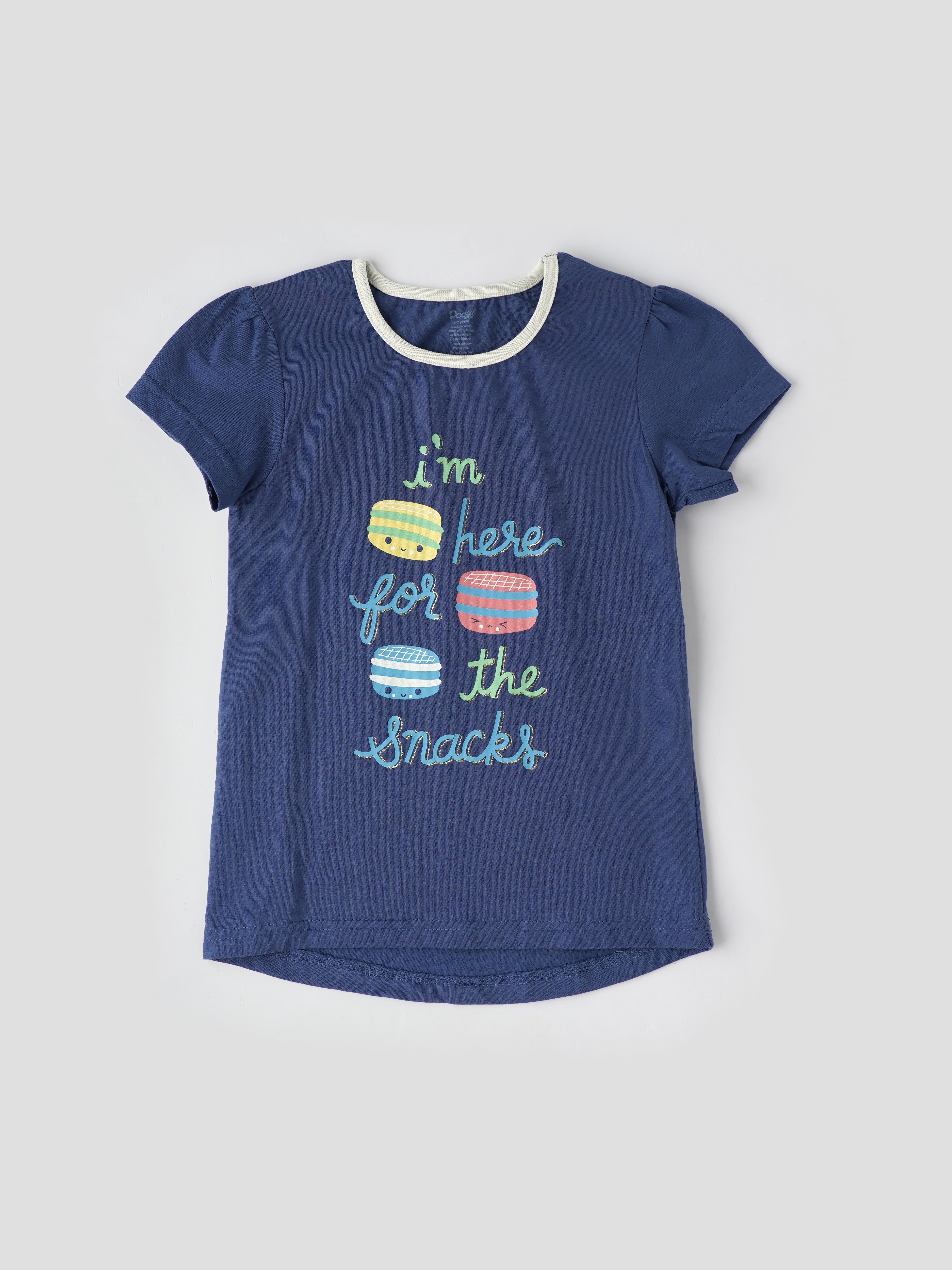 Popees Short Sleeve Front Printed (1–8 Years) Soft and Comfortable Top for Girls - Image 1