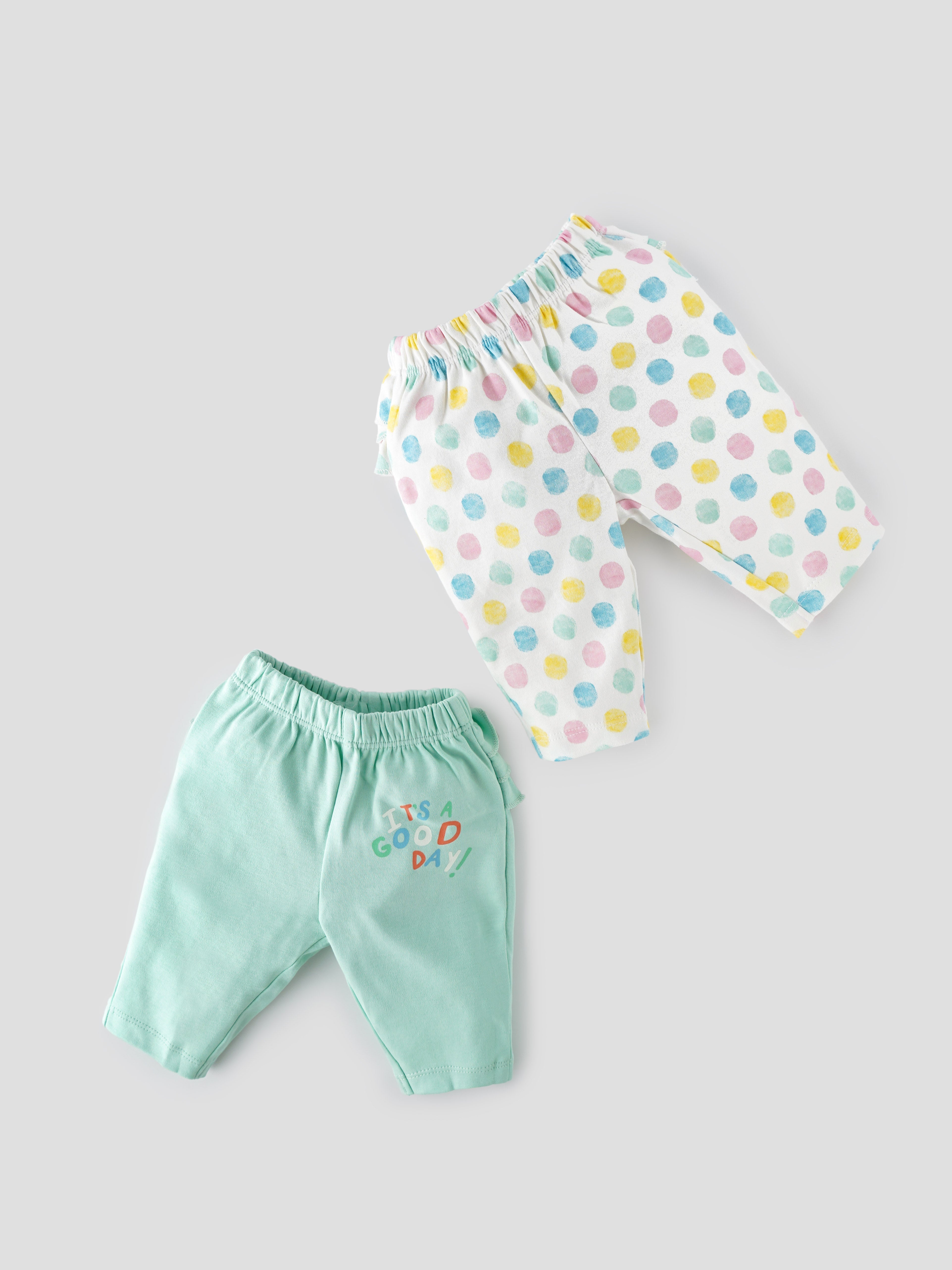 Popees Skin-friendly & Comfy Pants (0-9 Months) for Newborn Girls - Pack of 2 - Image 1