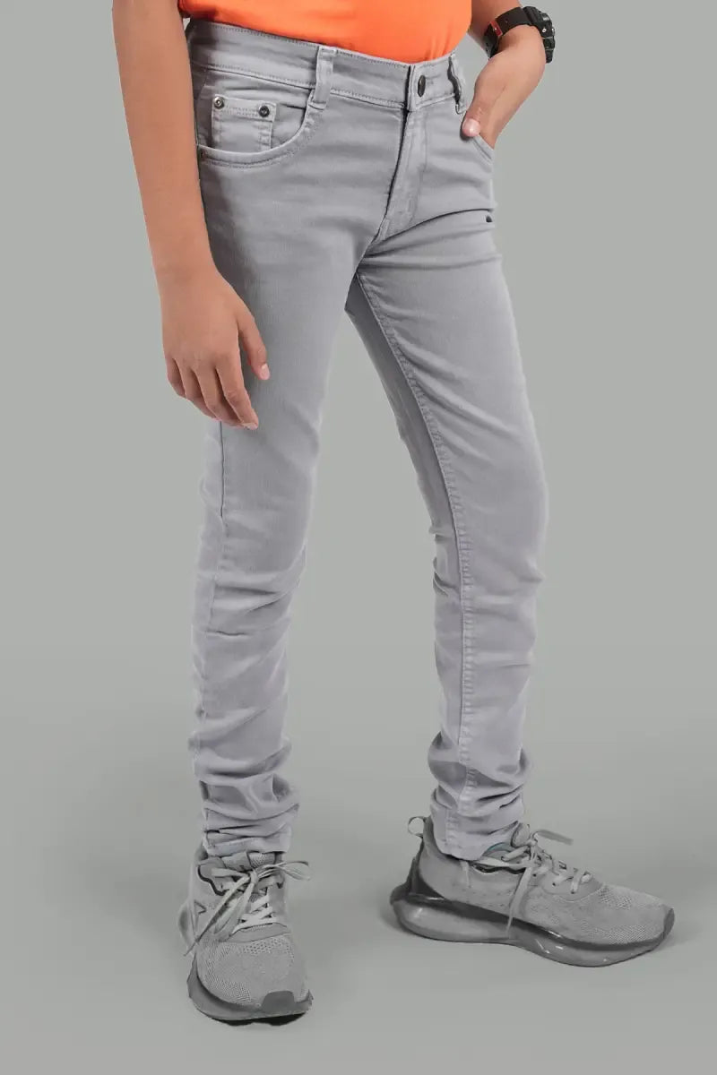 Slim Fit Casual Jeans for Boy - Grey - View 10