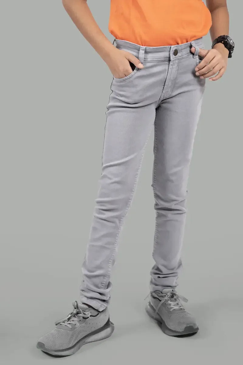 Slim Fit Casual Jeans for Boy - Grey - View 11
